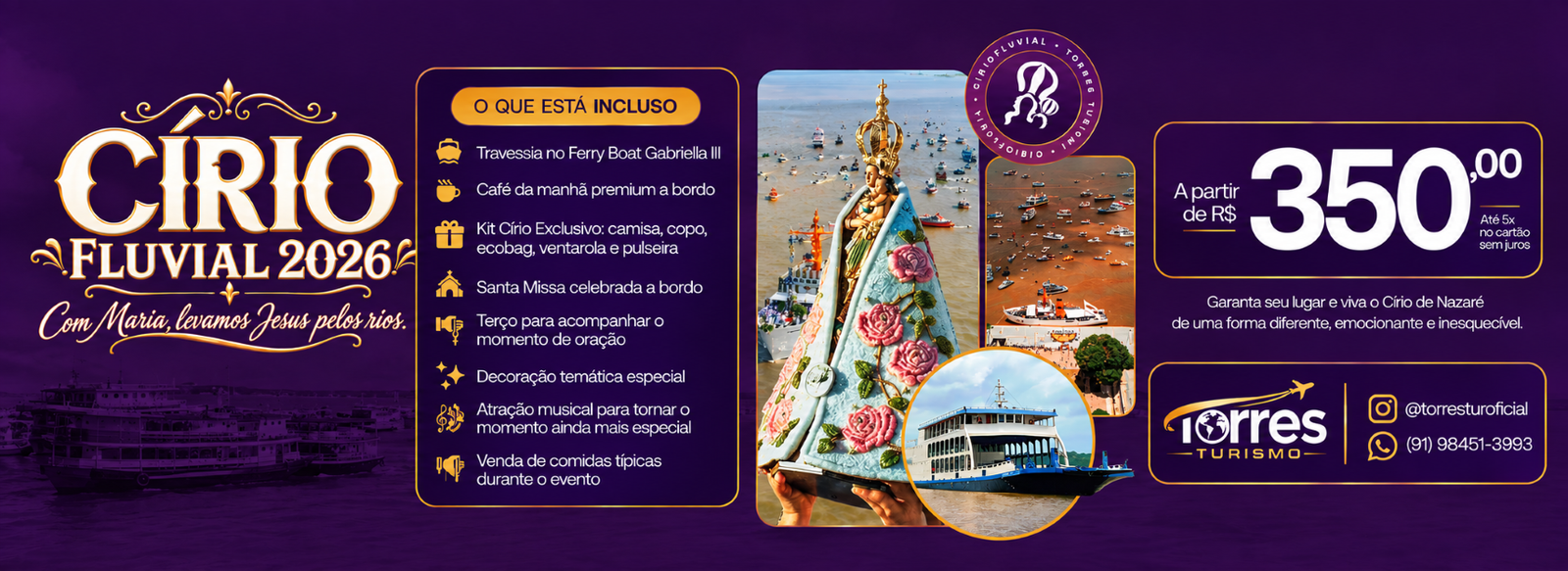 Banner do pacote Círio Fluvial 2026 da Torres Turismo